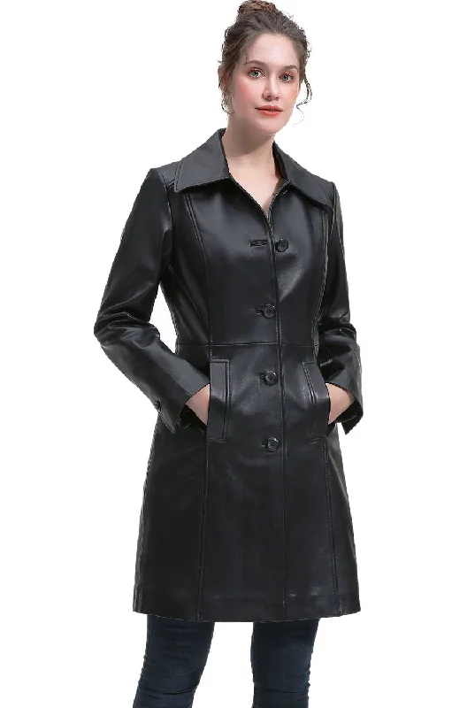 BGSD Women Maisy Lambskin Leather Long Coat