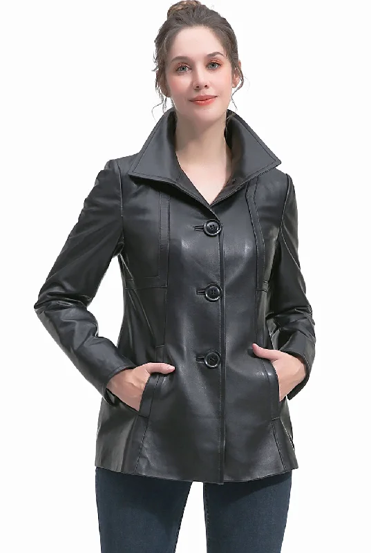 BGSD Women Pearl Lambskin Leather Jacket