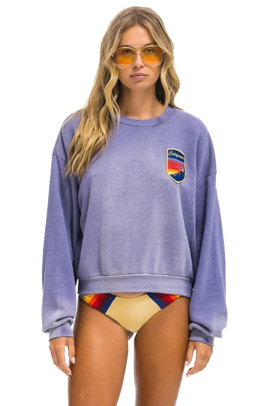 CALIFORNIA SKIER PATCH RELAXED CREW SWEATSHIRT - FADED GRAPE