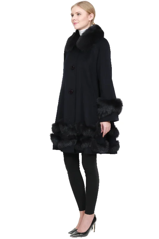 DORSET - Original Cashmere Swing Coat with Fur Trim