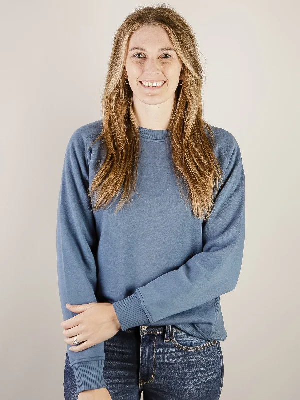 Dusty Blue Round Neck Fleece Sweatshirt