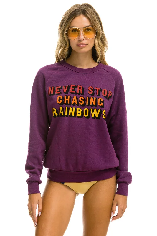 NEVER STOP CHASING RAINBOWS CREW SWEATSHIRT - PURPLE