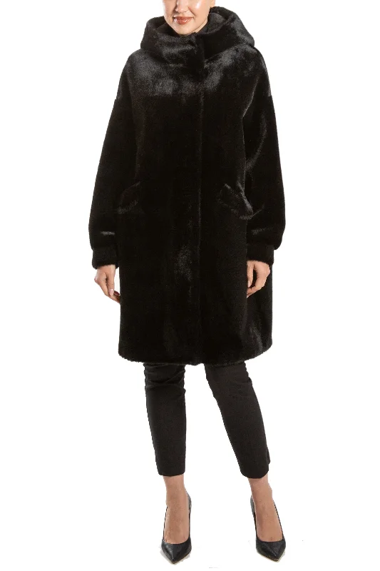 Riga- Faux mink hooded coat