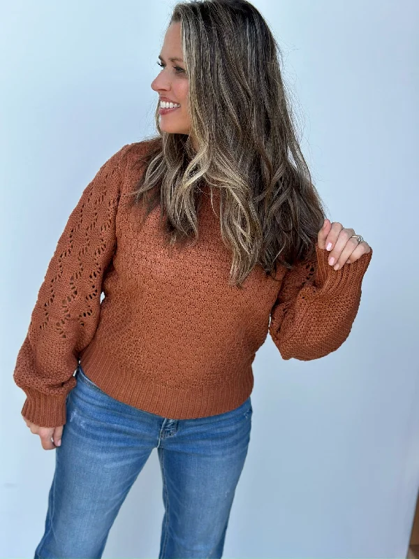 Brick Brown Crew Neck Sweater