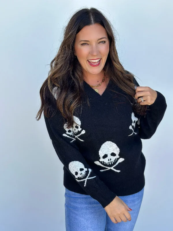 Skull V-neck Sweater