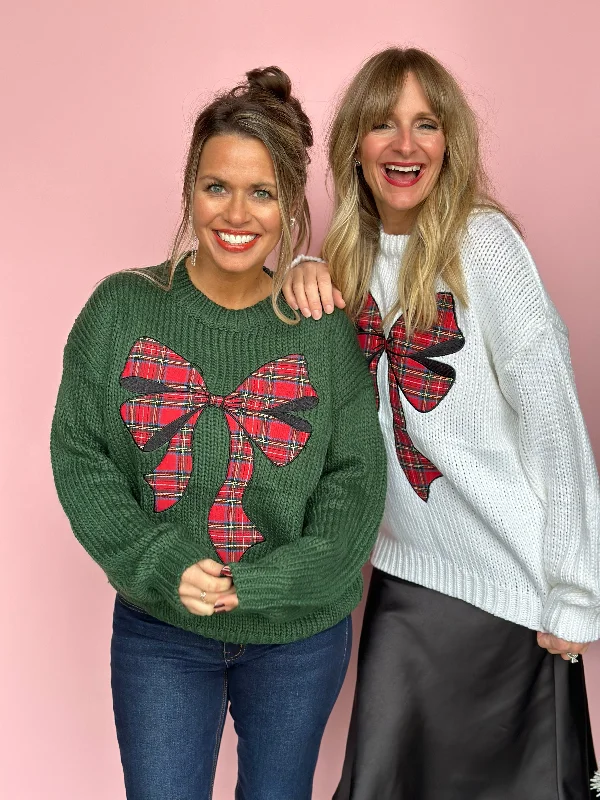 Take A Bow Holiday Plaid Sweater