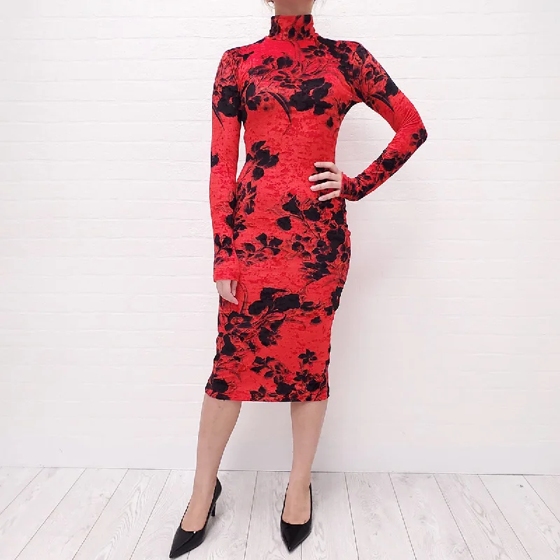 BALENCIAGA FLORAL VELVET DRESS - SIZE S