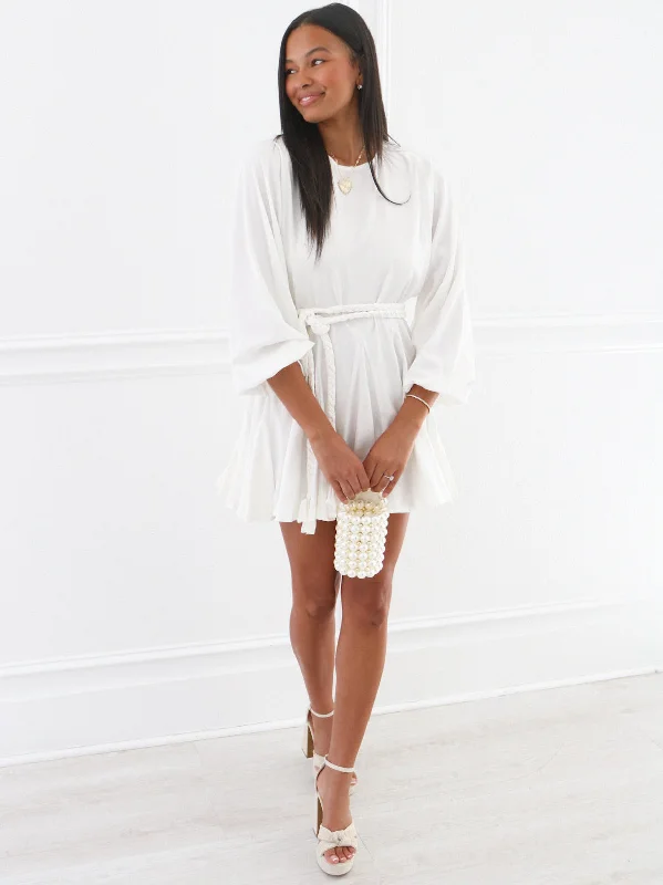 Braided Belt Swing Dress | White | FINAL SALE