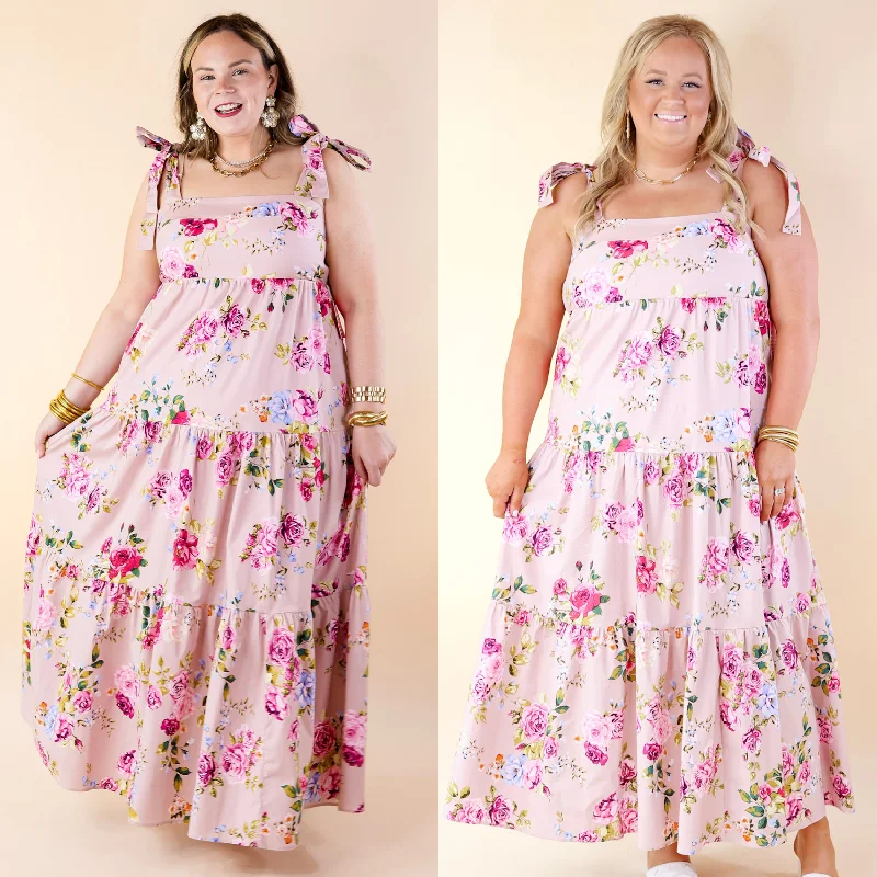 BuddyLove | Arlene Tie-Shoulder Maxi Dress in Blushing Pink