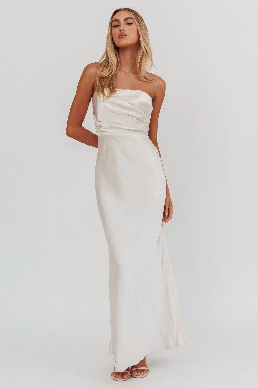 City Of Stars Strapless Maxi Dress Champagne