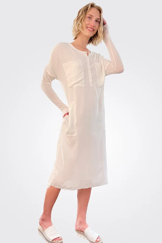 Crepe Georgette Shirt Dress - Natural