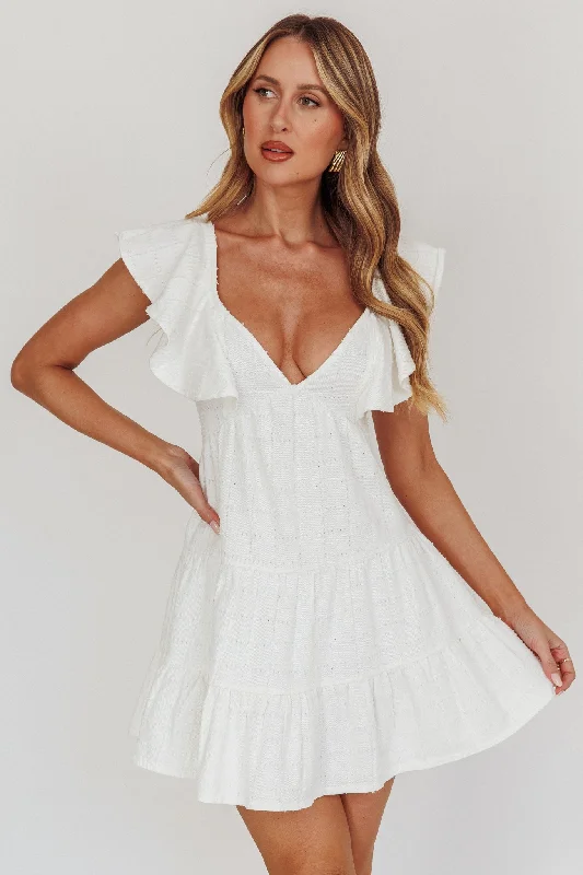 Daffodil Ruffle A-Line Mini Dress White