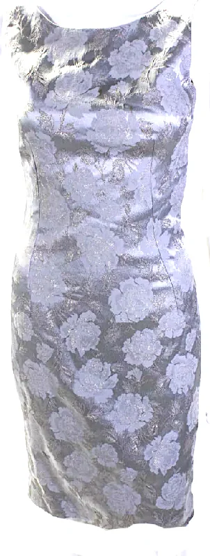 Dolce & Gabbana Italy. Silver Metallic Floral Print Sleeveless Dress