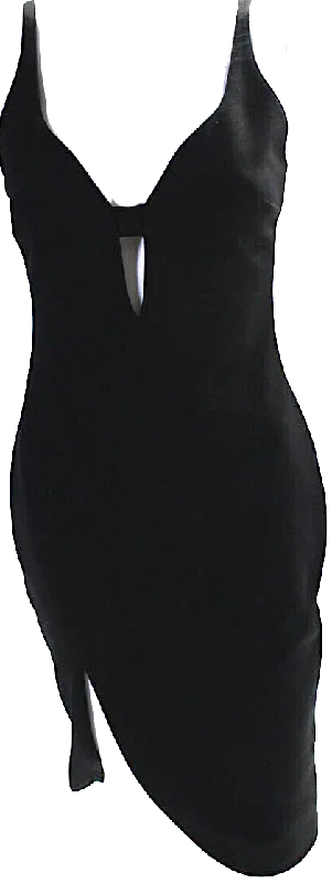 Elizabeth and James NY. Black Cut Out High Split Back Zip Sheath Dress