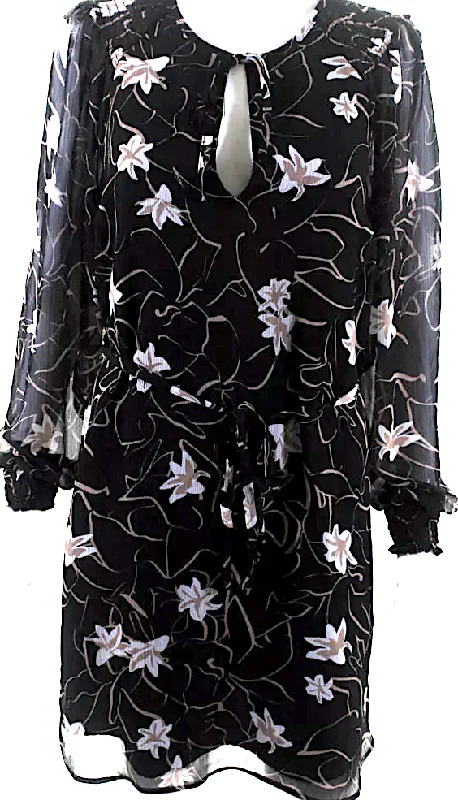 Elizabeth & James NY. Black/White Floral Print Drop Waist Dress