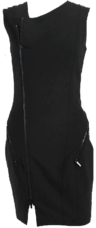 Elizabeth & James NY. Black Woven Sleeveless Zip Up Sheath Dress