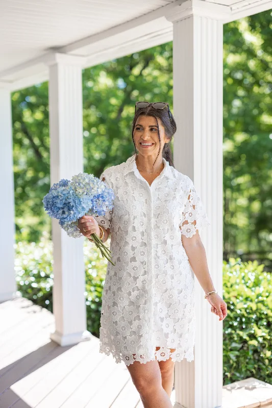 Floral Lace White Dress