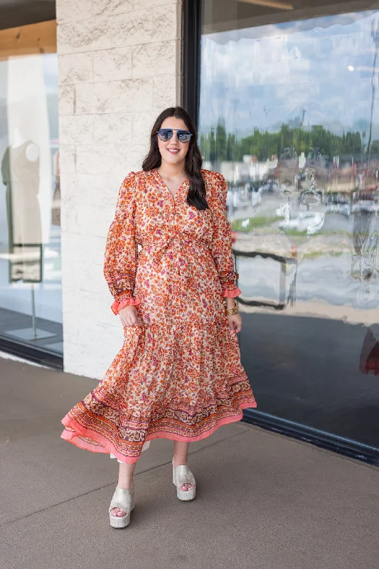 Floral Daydreams Orange Maxi Dress