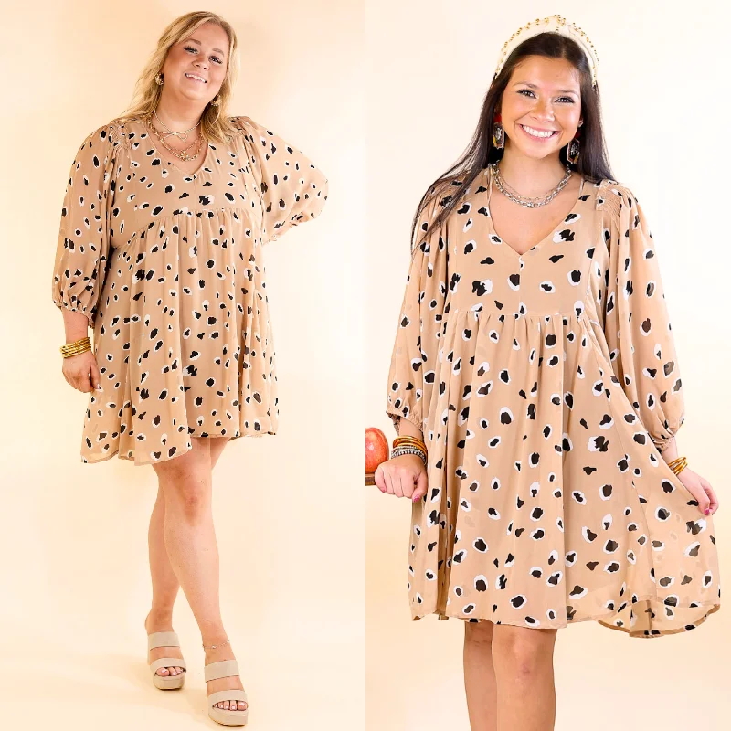 Highlight This Black and Ivory Dotted Dress in Taupe