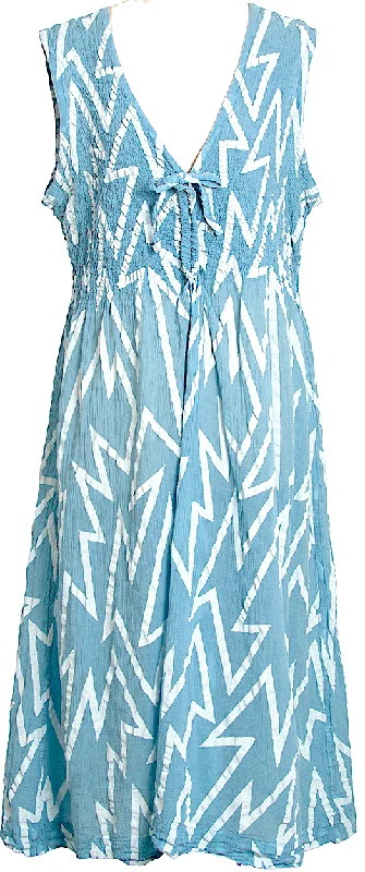 ISSEY MIYAKE JAPAN. "me: Sky Blue Fade Cauliflower Printed Sleeveless Dress