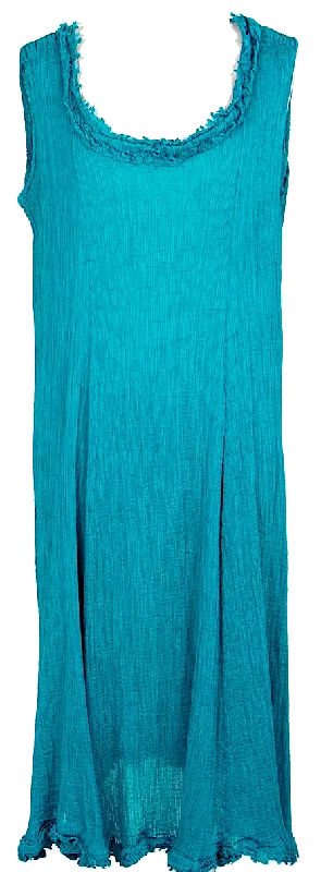 ISSEY MIYAKE JAPAN. "me" Turquoise Color Pleats Design Sleeveless Dress