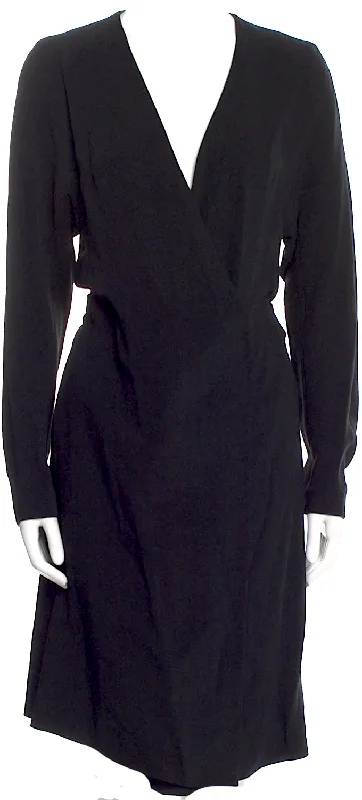 Joseph London. Black Plunge Neckline Knee-Length Dress