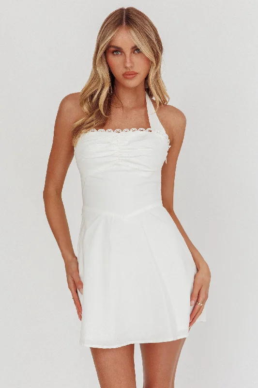 Jovial Halterneck Mini Dress White