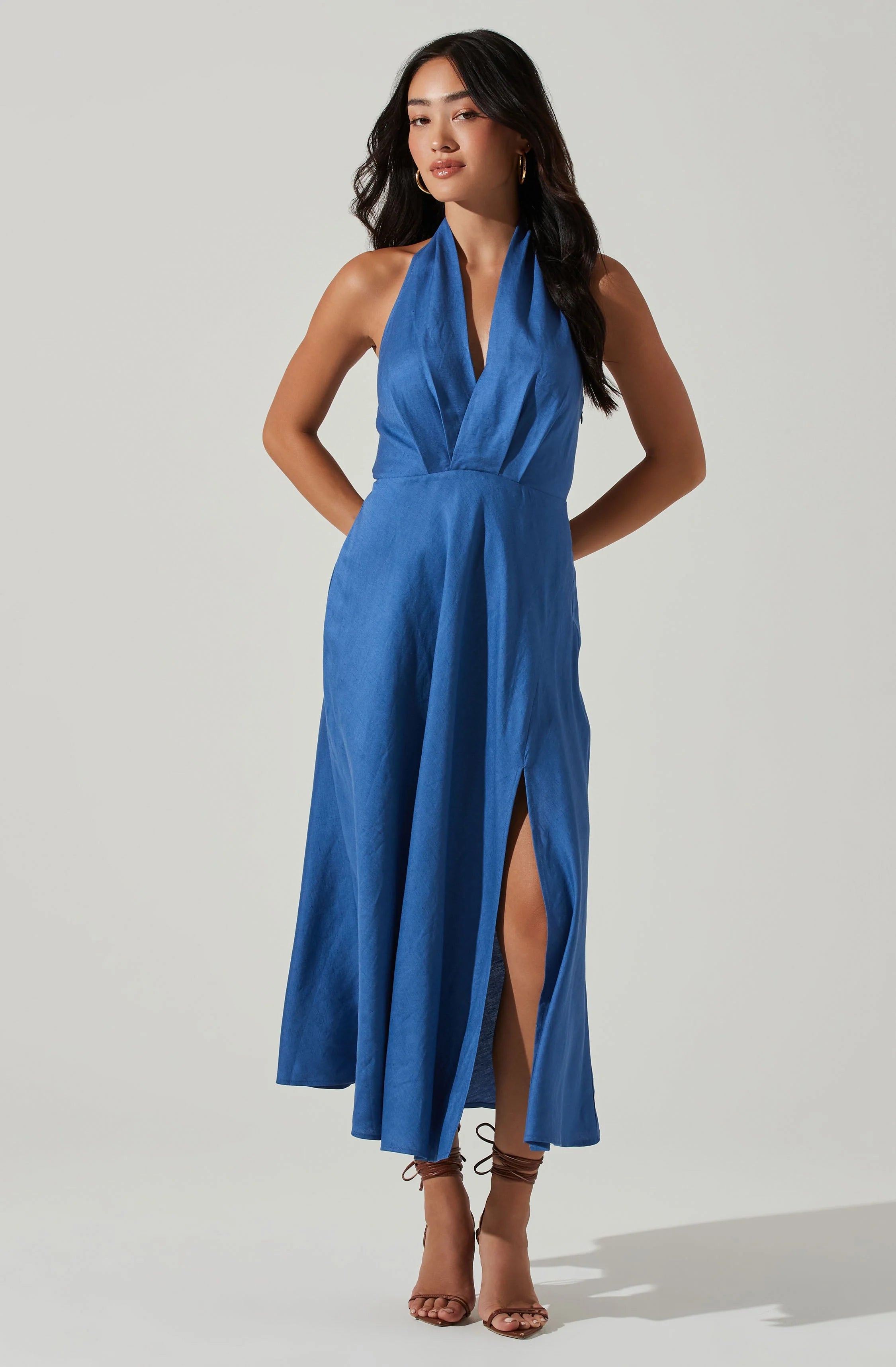 Keava Halter Midi Dress - Blue