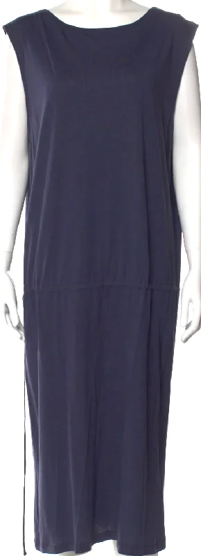 La Garconne Moderne. Blue Cotton/Modal Sash Tie Closure Sheath Dress