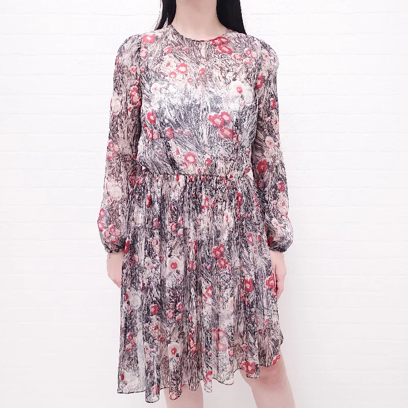 N21 FLORAL SILK DRESS - SIZE 42