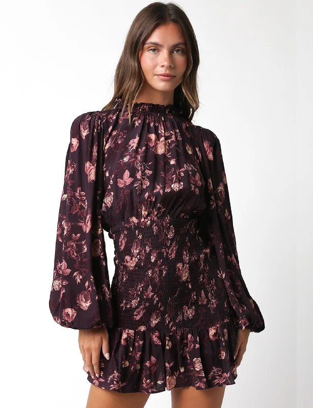 Napoleon Dress, Brown Floral