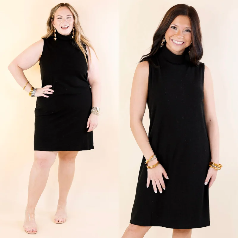 One Love Tank Sweater Dress with Turtle Neck in Black