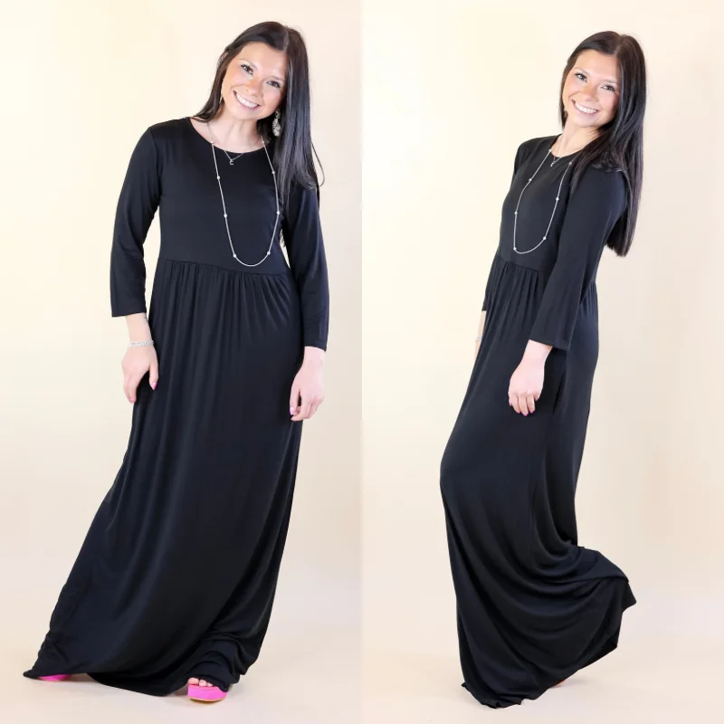 Last Chance Size Small | Picture Perfect Solid Maxi Dress in Black