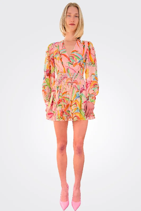 Rio Long Sleeve Short Dress - Tropical