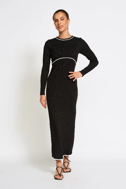 Rowe Knit Midi Dress - Black / White