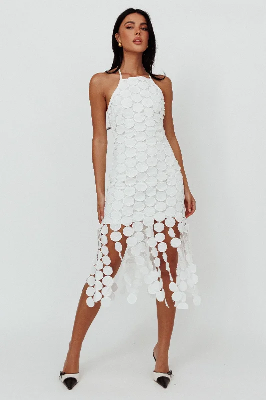 Taking Chances Halterneck Circle Mini Dress White