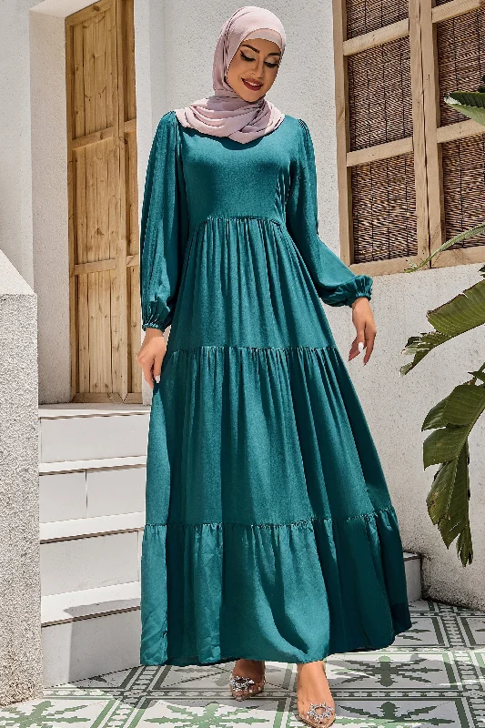 Teal Long Sleeve Maxi Dress