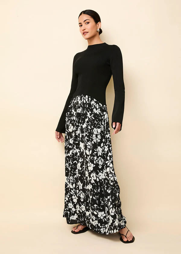 The Soglio Dress Black & White Floral