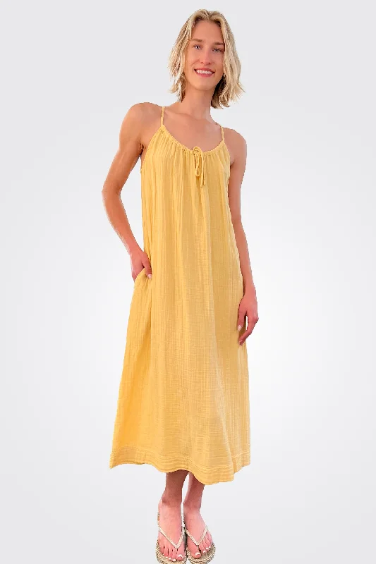 Tie Neck Midi Summer Dress - Haze