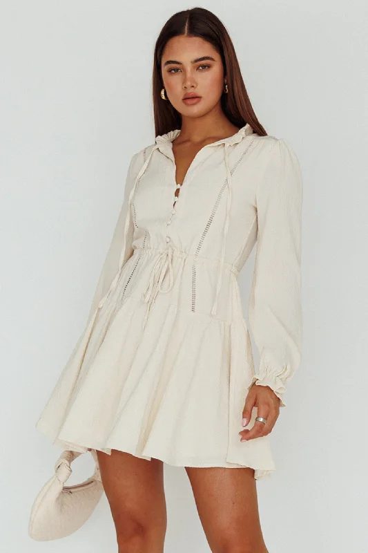 Waverly Long Sleeve Mini Dress Beige