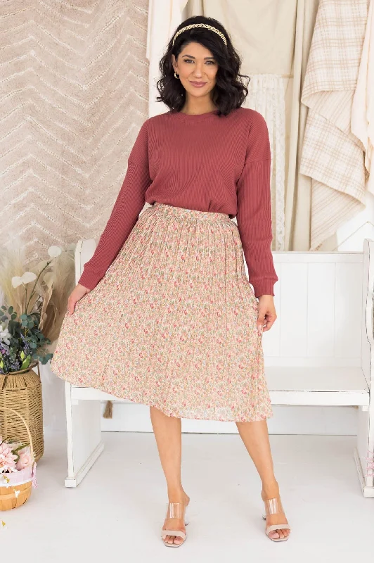 Always Blooming Modest Pleat Skirt