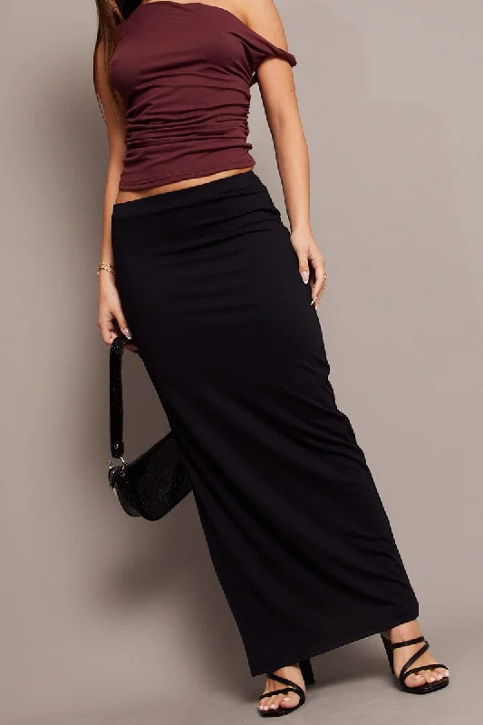 Black Supersoft Maxi Skirt Side Split