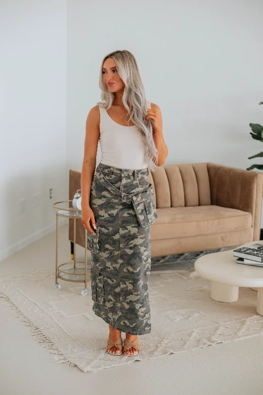 Peyton Hidden Denim Skirt - Camouflage