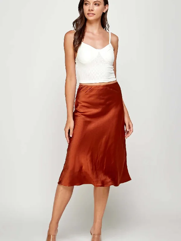 SATIN MIDI SKIRT